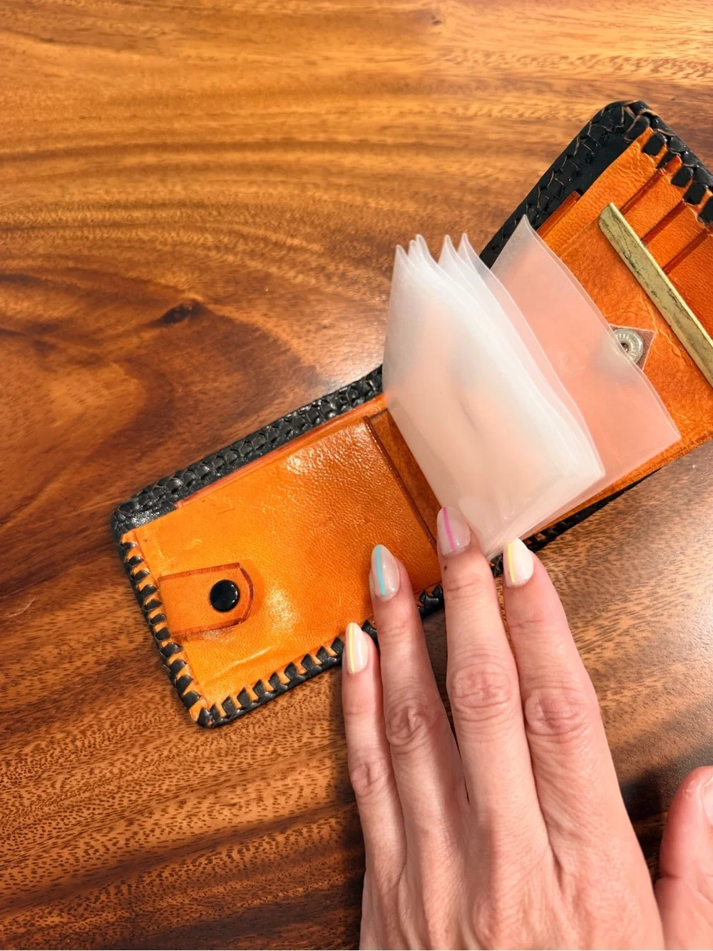 Handcrafted Tooled Brown Leather Wallet & Cardholder Set - Western Horse Design